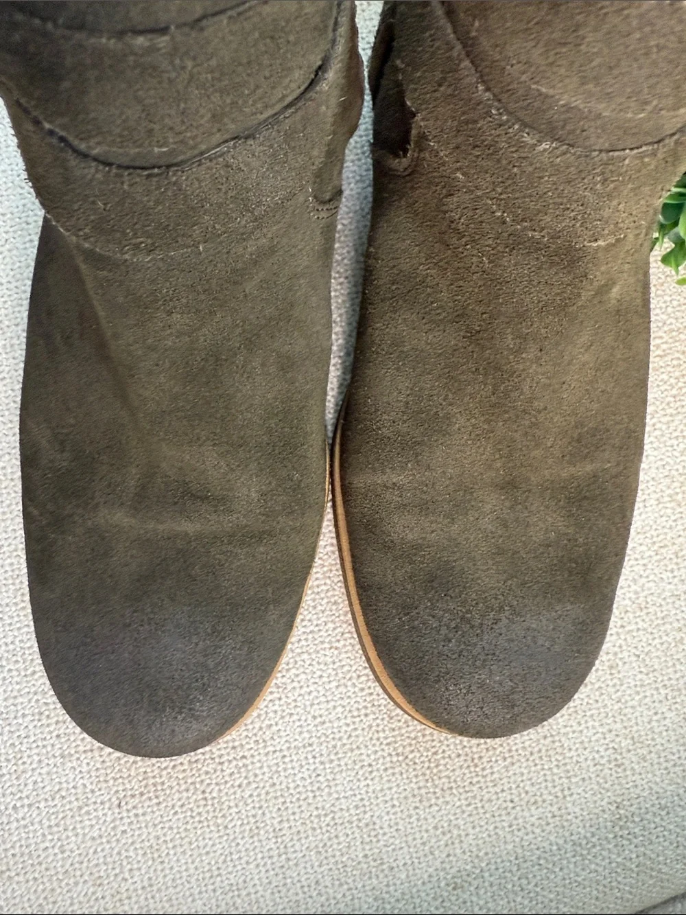 UGG Olive Green Suede Ankle Booties with Buckle Strap women’s 9.5